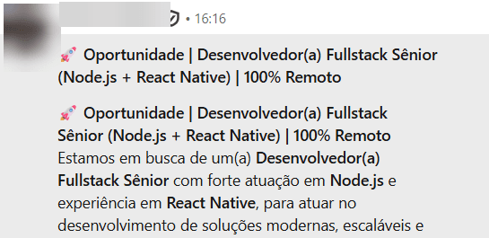Mensagem de um recrutador no LinkedIn, de 1º de junho, com nome, foto e empresa borrados